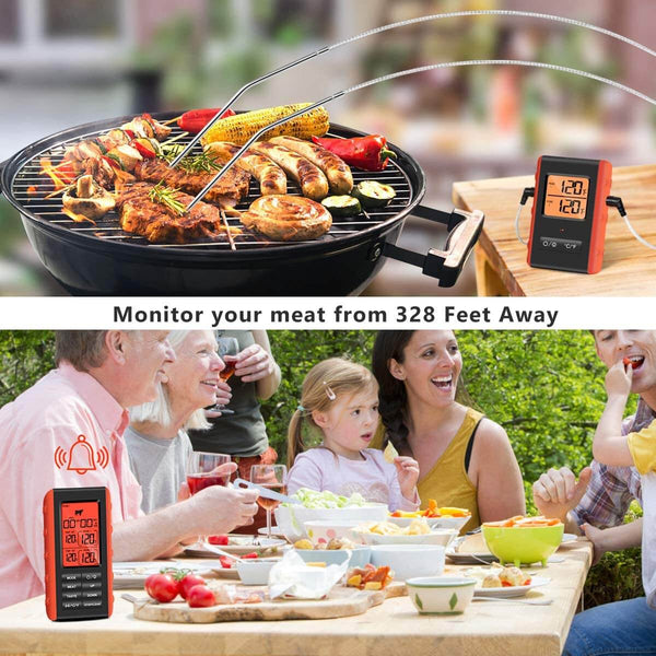 Digital BBQ Meat Thermometer Wireless Probe Grill Oven Portable