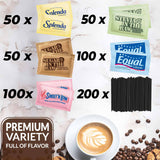 Sweetener and Sugar Packets for Coffee Variety Pack - 550 Count, With Stevia Packets