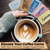 Sugar Packets for Coffee - 650-Pack: Splenda, Sugar in the Raw, Equal, Sweet'n Low, Cane Sugar & Reusable Coffee Stirrers