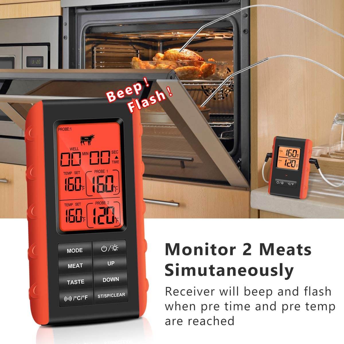Wireless Digital BBQ Meat Thermometer, Dual Probes ,Long Range – Zeust