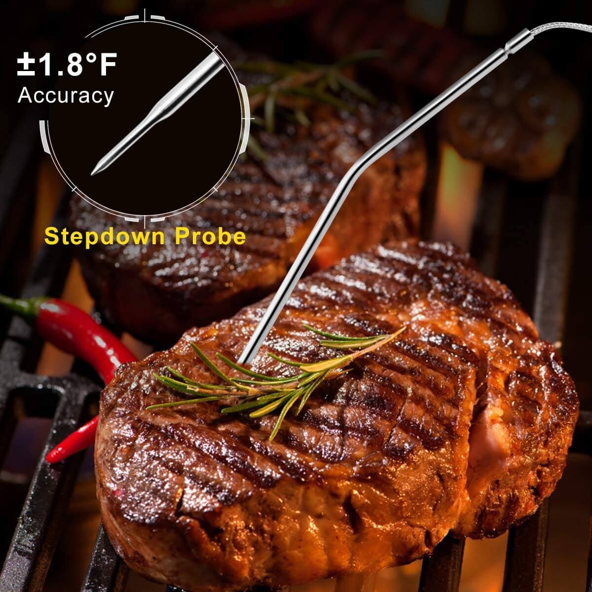 Wireless Meat Thermometer, Accurate Fast Read Digital Grill