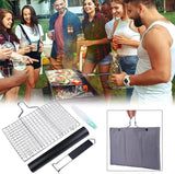 Portable BBQ Grill Basket, Stainless Steel Grilling Basket with Removable Handle